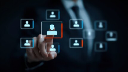 Fototapeta premium A structured management system connects accounting software and document processes for human employee support