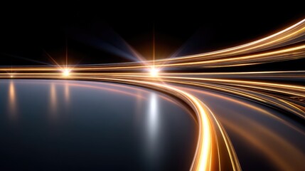 Dynamic Light Trails on Dark Background Creating an Artistic Burst of Energy and Motion for Abstract Design and Futuristic Mood in Creative Projects