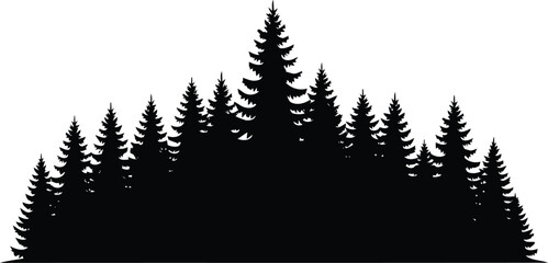 Obraz premium Forest silhouette black and white Vector