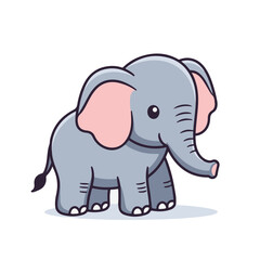 Obraz premium cute baby elephant , flat design, vector illustration, isolated on white backgrond