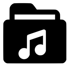 black and white folder with music note on it