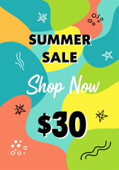 Summer sale tropical leaf and equipment used in summer on sea beach yellow banner background design, Vector illustration