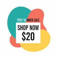 Summer sale vertical banner.  Summer vector background with tropical leaves and discount text for banners, cards, flyers, social media wallpapers. Top view of summer blue waves, swimming pool