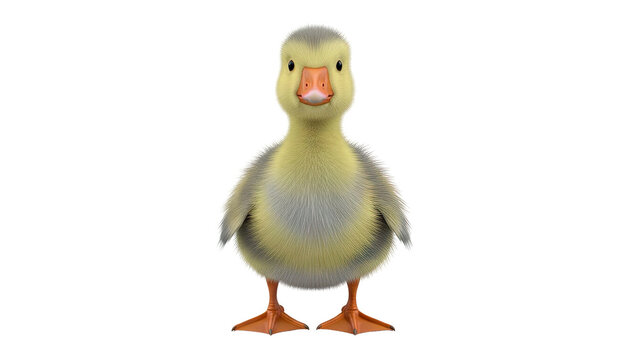 Adorable Baby Goose on White Background