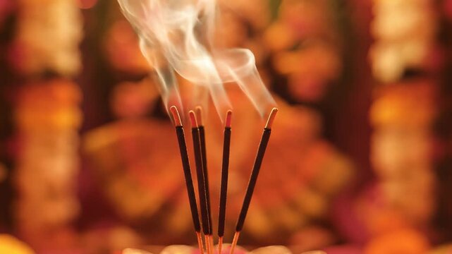 Burning Incense Sticks Smoke Meditation Prayer Ceremony Religion Hindu