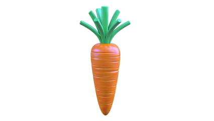 3D Rendered Orange Carrot with Green Stems on White Background