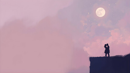 Person Standing on Cliff at Night