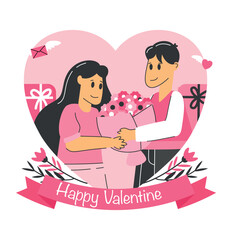 A festive flat design illustration celebrating Valentine's Day, symbolizing their happiness and love. creative love and lifestyle activity theme, flat vector illustration with solid colors