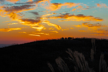 生石高原の夕暮れ