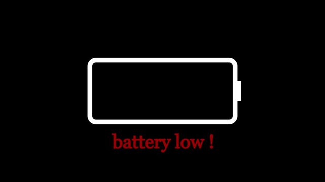 Glowing neon showing a low battery icon and a tired person appearing in the foreground, suggesting a concept of burnout and fatigue in medical professionals HD video animation.on a black backgraund.