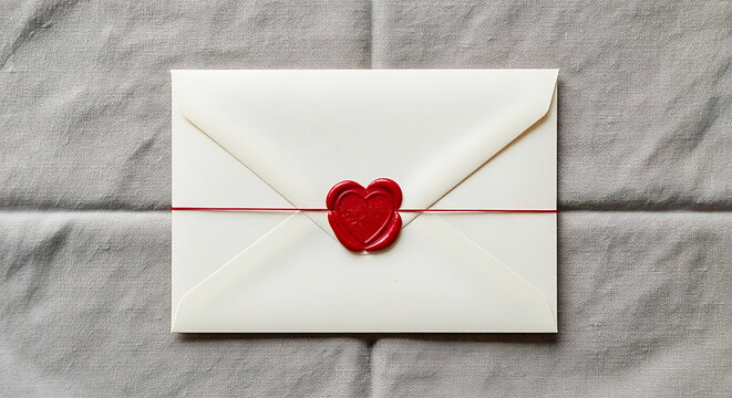Sealed love letter on rustic background
