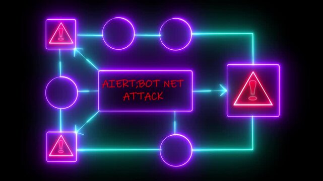 Alert Bot net attack Cyber security defense and system protection from hackers, secure digital systems, cyber attack prevention. 