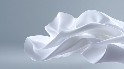 Obraz premium Flowing White Silk Fabric Background with Soft Curves and Elegant Drapes for Use in Various Creative Design Projects and Commercial Applications