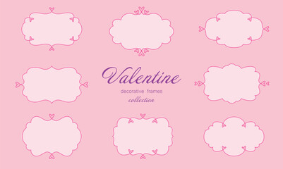 Valentine style romantic borders collection with cute heart elements