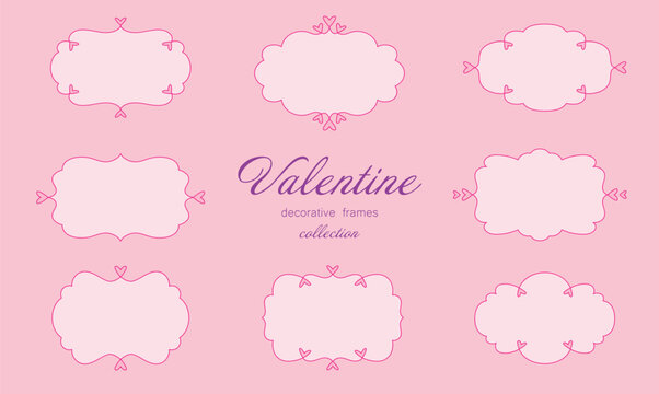 Valentine style romantic borders collection with cute heart elements