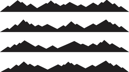 Minimalist mountain silhouettes in black and white horizon landscape, layered peaks creating abstract nature pattern, wilderness backdrop for travel, adventure, and outdoor scenic themes. © Mst Jotsna