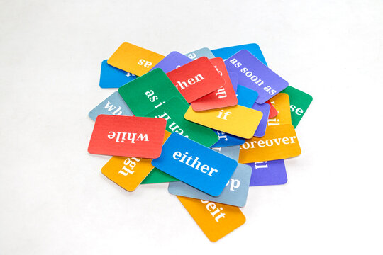 English conjunction word coards on white