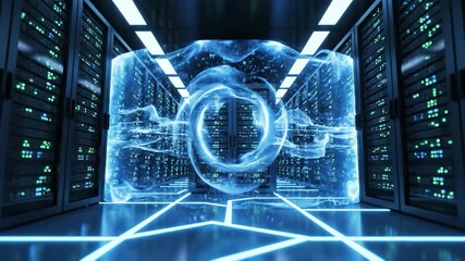 Cybersecurity shield in data center, digital protection concept background - Powered by Adobe