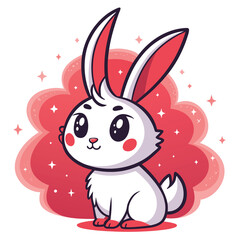 Obraz premium Tiny Horned Bunny Red Paint Aura Illustrat