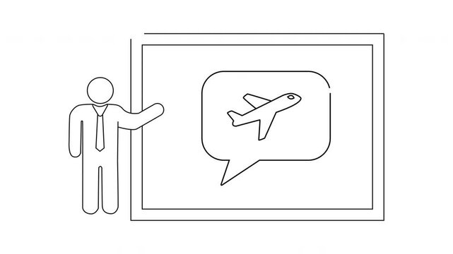 Flight Presentation - One-Line Drawing Animation for Travel Concepts.