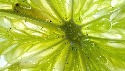 Close Up of Translucent Lime Slice Showing Pulp and Juice
