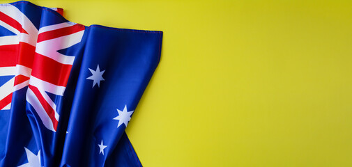 National symbol of Australia flag background. Copy space for your text. Concept of National day...