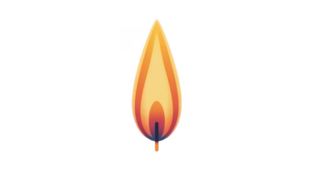 Orange flame fire burning isolated on a transparent background