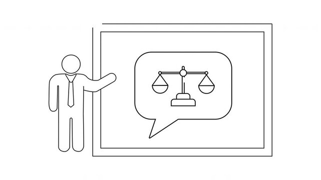 Legal Presentation - Scales of Justice in Business Meeting Illustration.