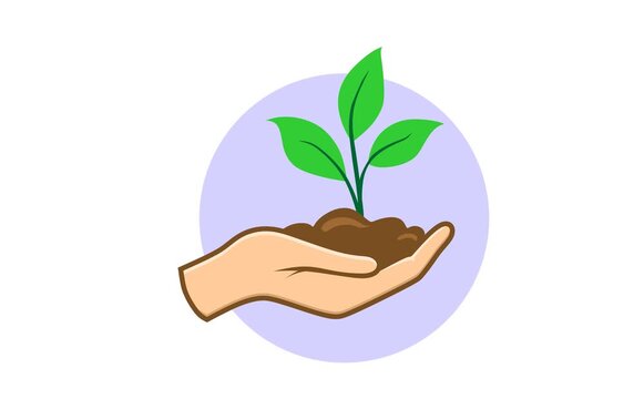 hand with plant eco animation 4k video animated