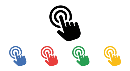 Colorful Finger Tap Icons: Selection, Click, Action, Choice, Interaction