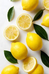 fresh lemons cut in half isolated on a white background