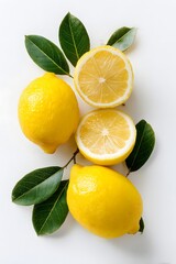 fresh lemons cut in half isolated on a white background