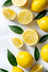 fresh lemons cut in half isolated on a white background