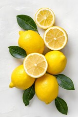 fresh lemons cut in half isolated on a white background