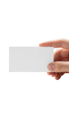 Obraz premium Hand holding blank business card isolated on transparent background