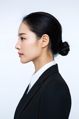 Professional Business Woman Profile Portrait on White Background
