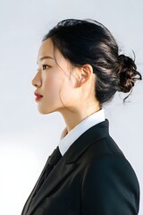 Professional Business Woman Profile Portrait on White Background