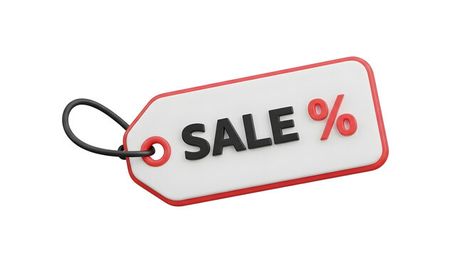 3D White Sale Tag with Red Percent Symbol 🏷️