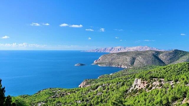 Rocky Coastline and Aegean Sea Near Monolithos in Rhodes, Greece
