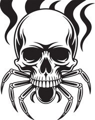 Obraz premium Fierce spider skull graphic featuring smoke curling from forehead and sharp legs