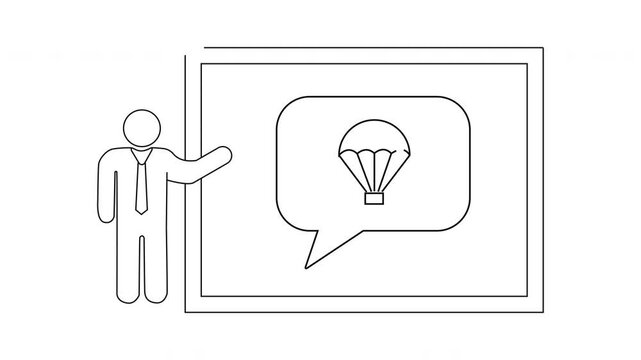 Presentation on Parachuting - A Simple Line Art Illustration.
