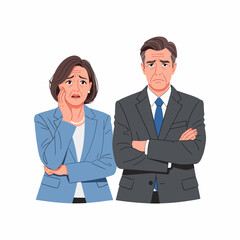 Fototapeta premium Angry business couple in disagreement conflict corporate couple argument.