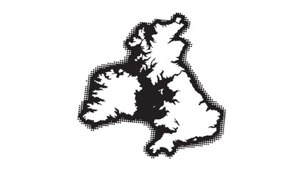 Title: United Kingdom Great Britain map outline silhouette vector illustration with detailed borders for geographic design, European cartography, and educational presentations