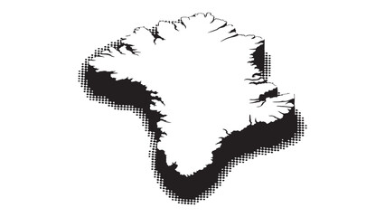 Title: Greenland map silhouette white fill vector illustration with bold outline border for geographic design, Arctic cartography projects, and educational presentations