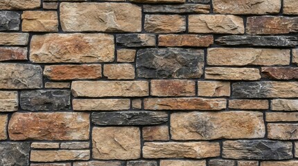 Obraz premium Rustic Stone Wall Texture with Varied Colors and Irregular Shapes, Natural Rock Background.