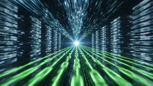 Abstract Digital Data Tunnel, Futuristic Technology Highway of Information Flows