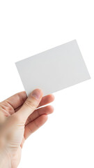 Obraz premium Hand holding blank business card isolated on transparent background