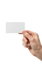 Obraz premium Hand holding business card isolated on transparent background