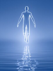 3d render of a man standing in water