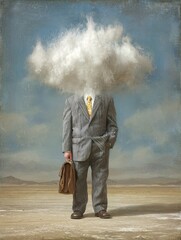 Soft surreal emotion concept with neutral background, copy space